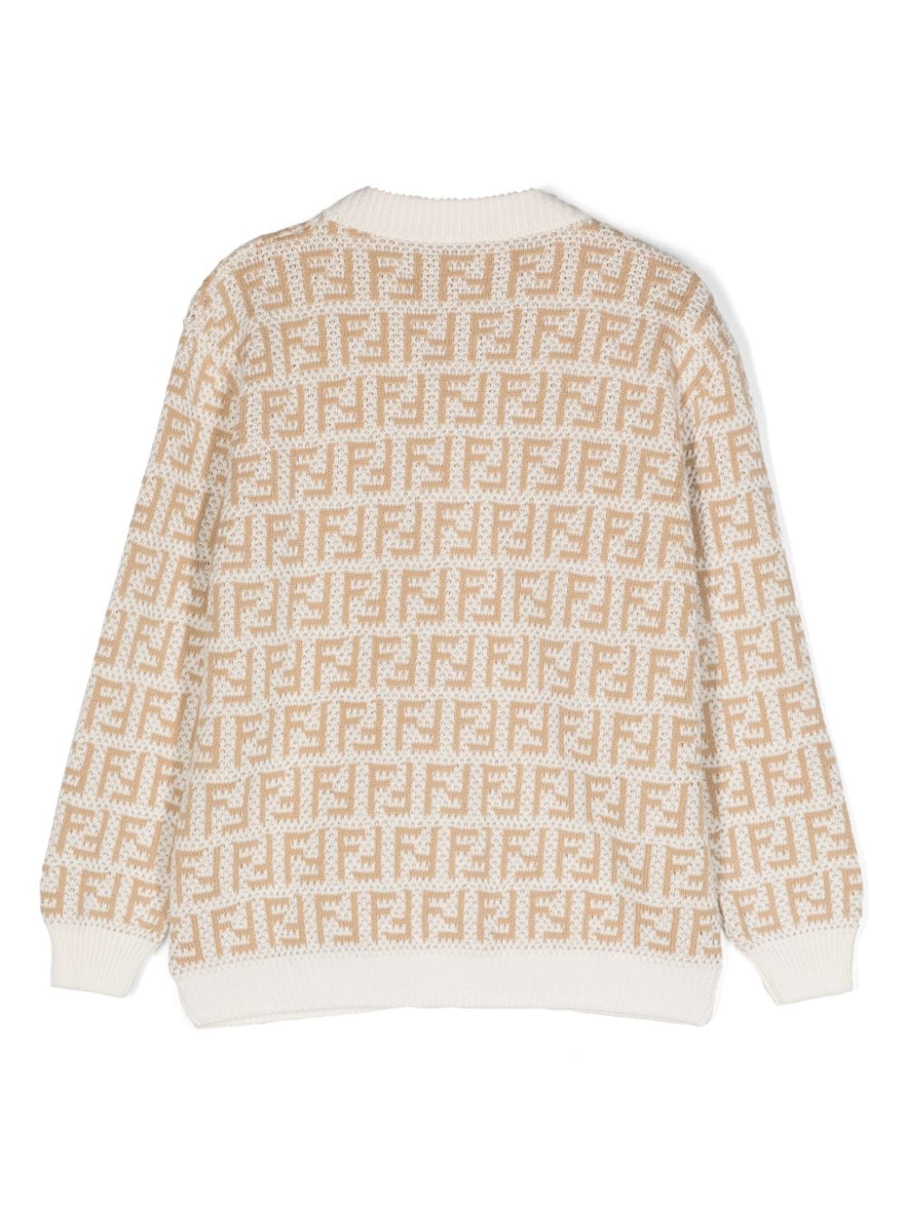 Cardigan unisex in cotone bianco e beige JUG044AMJF F1PCP Fendi Kids 