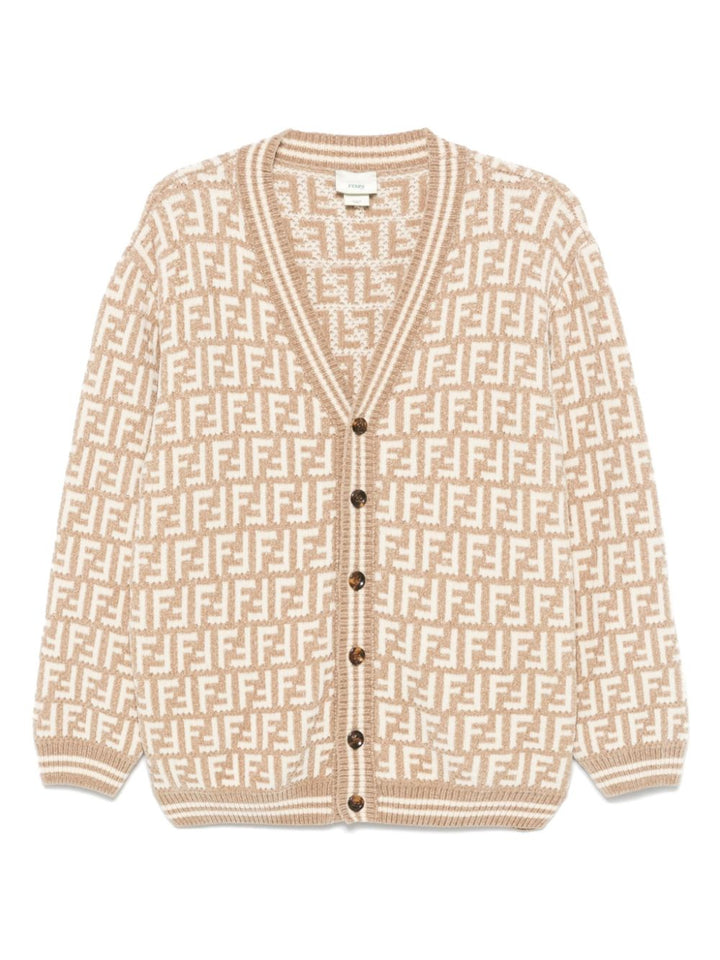 Cardigan beige sabbia per bambina JUG179AMHA F1QF3 Fendi Kids 