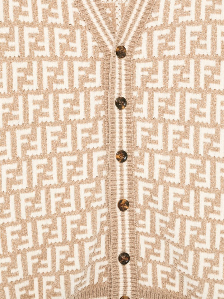 Cardigan beige sabbia per bambina JUG179AMHA F1QF3 Fendi Kids 