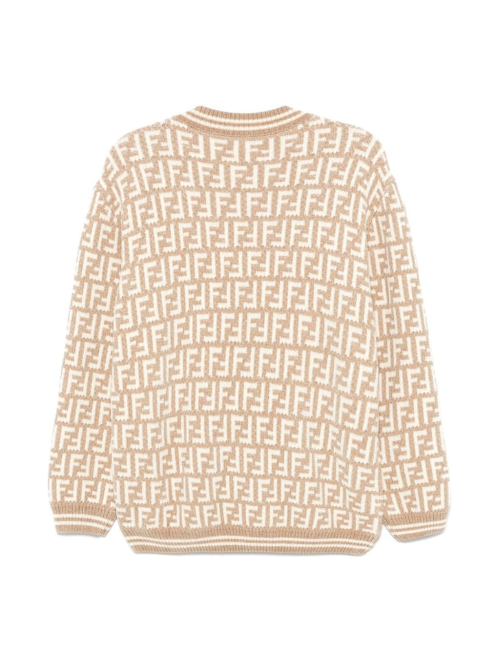 Cardigan beige sabbia per bambina JUG179AMHA F1QF3 Fendi Kids 