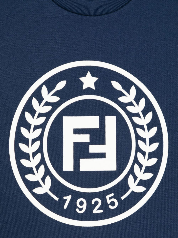 T-shirt blu oceano per bambino con logo JUI1675V0 F1I11 Fendi Kids 