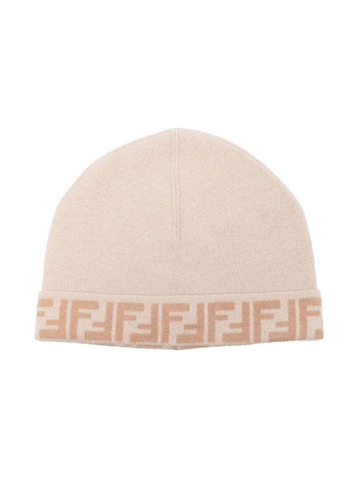 Cappello beige chiaro/marrone cammello per bambina JUP063AO29 F0AYG Fendi Kids 