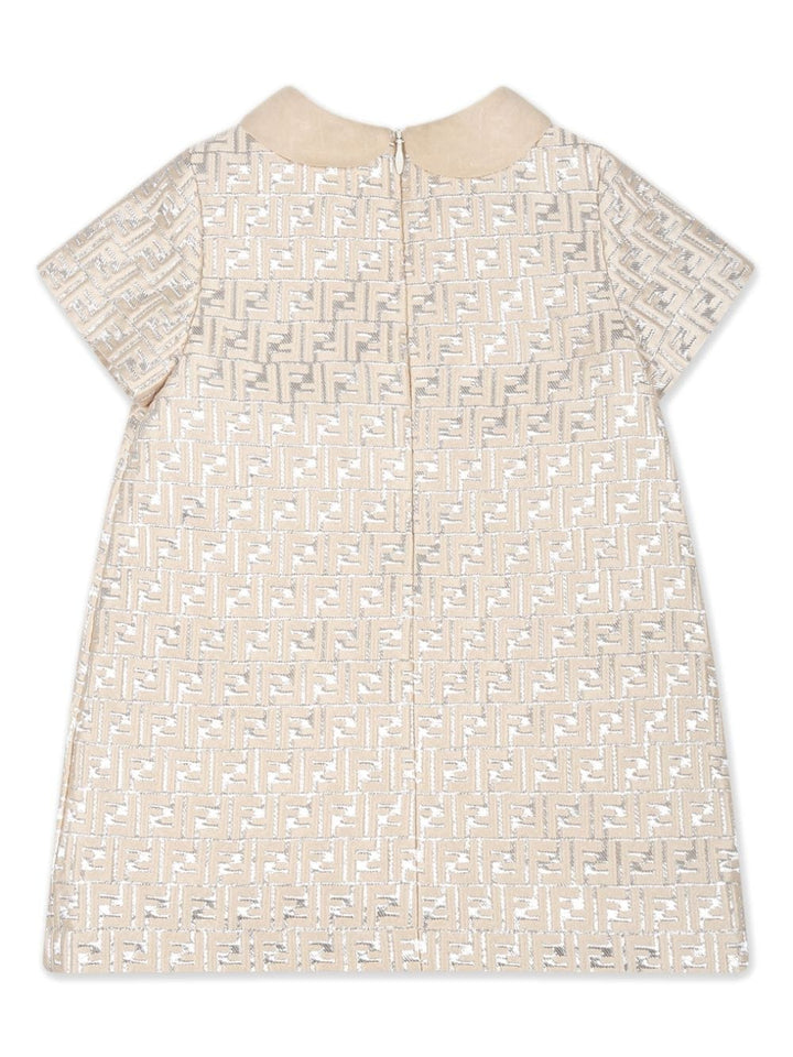 Dress for baby girls in nude silk blend
