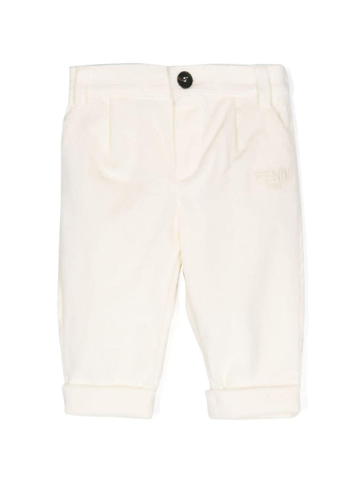 Pantalone per neonato in cotone bianco latte