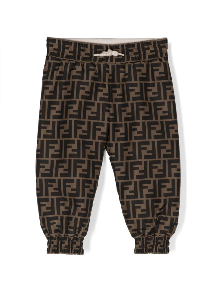 Brown and black baby trousers with print
