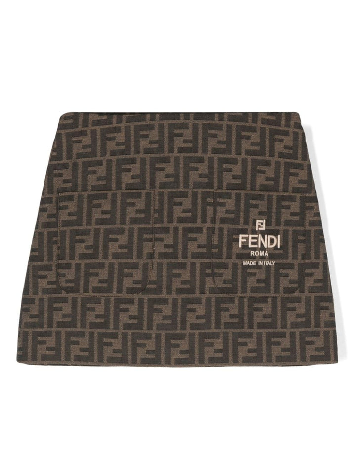 Brown skirt for girls with logo