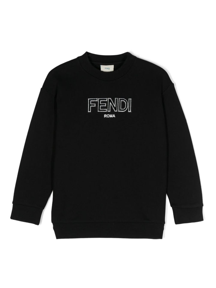 Unisex black cotton sweatshirt with logo