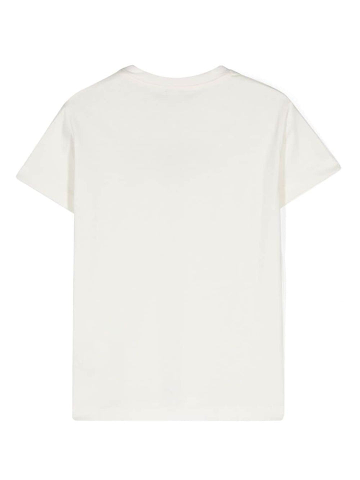 T-shirt per bambina in cotone bianco crema