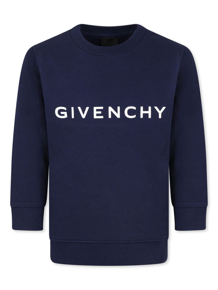 Navy blue sweatshirt for boys with logo