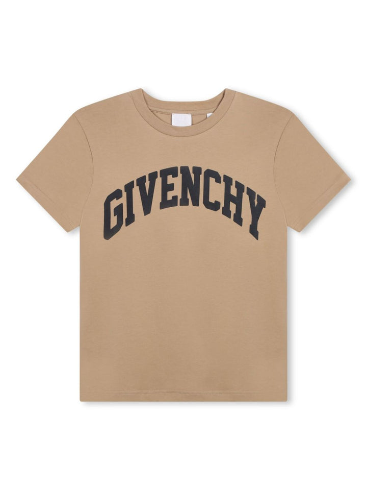 T-shirt beige per bambino con logo