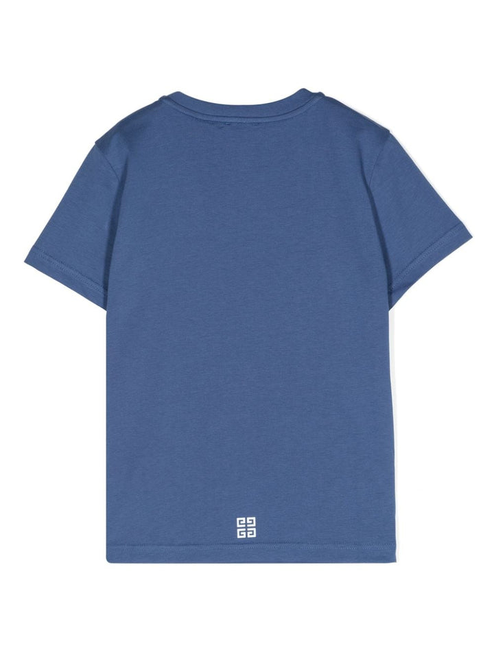 T-shirt blu ceruleo per bambino con logo