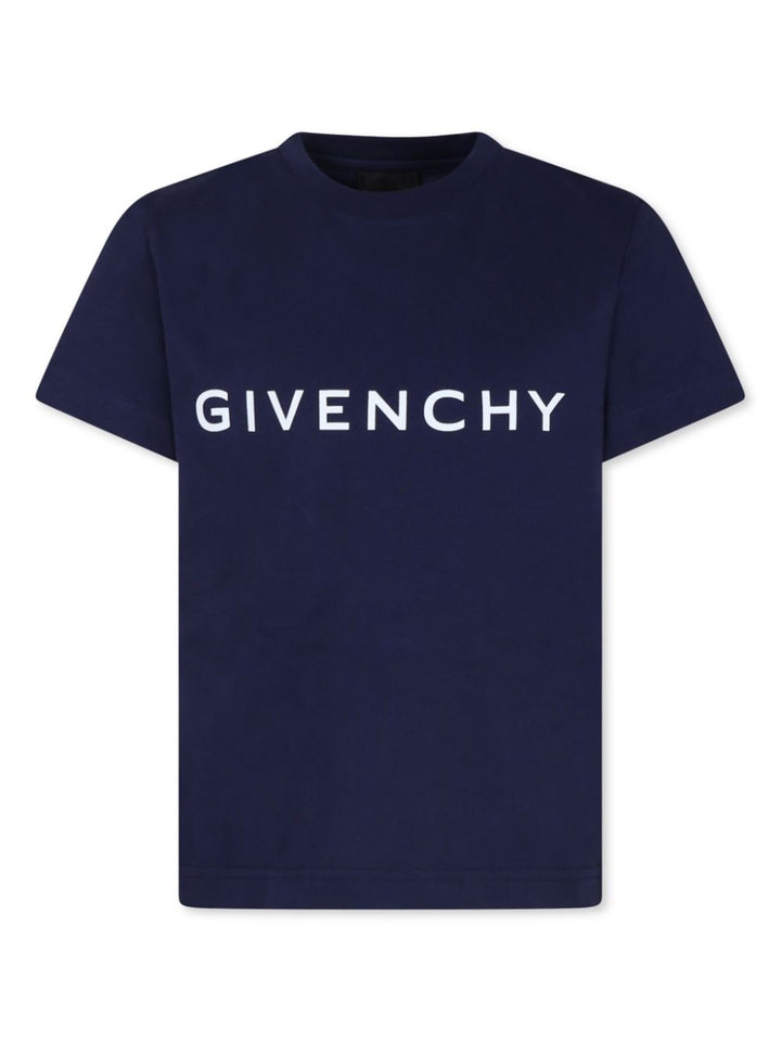 Navy blue t-shirt for boys with logo