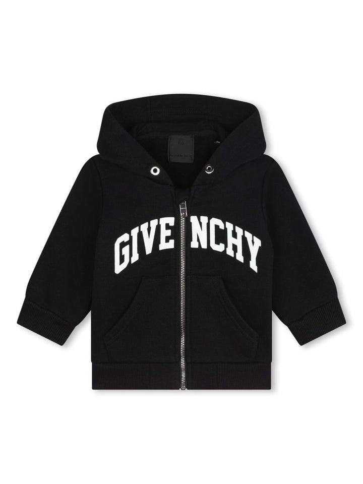 Black sweatshirt for newborns with logo