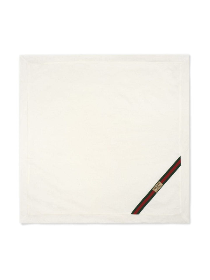 Unisex white cotton blanket with logo