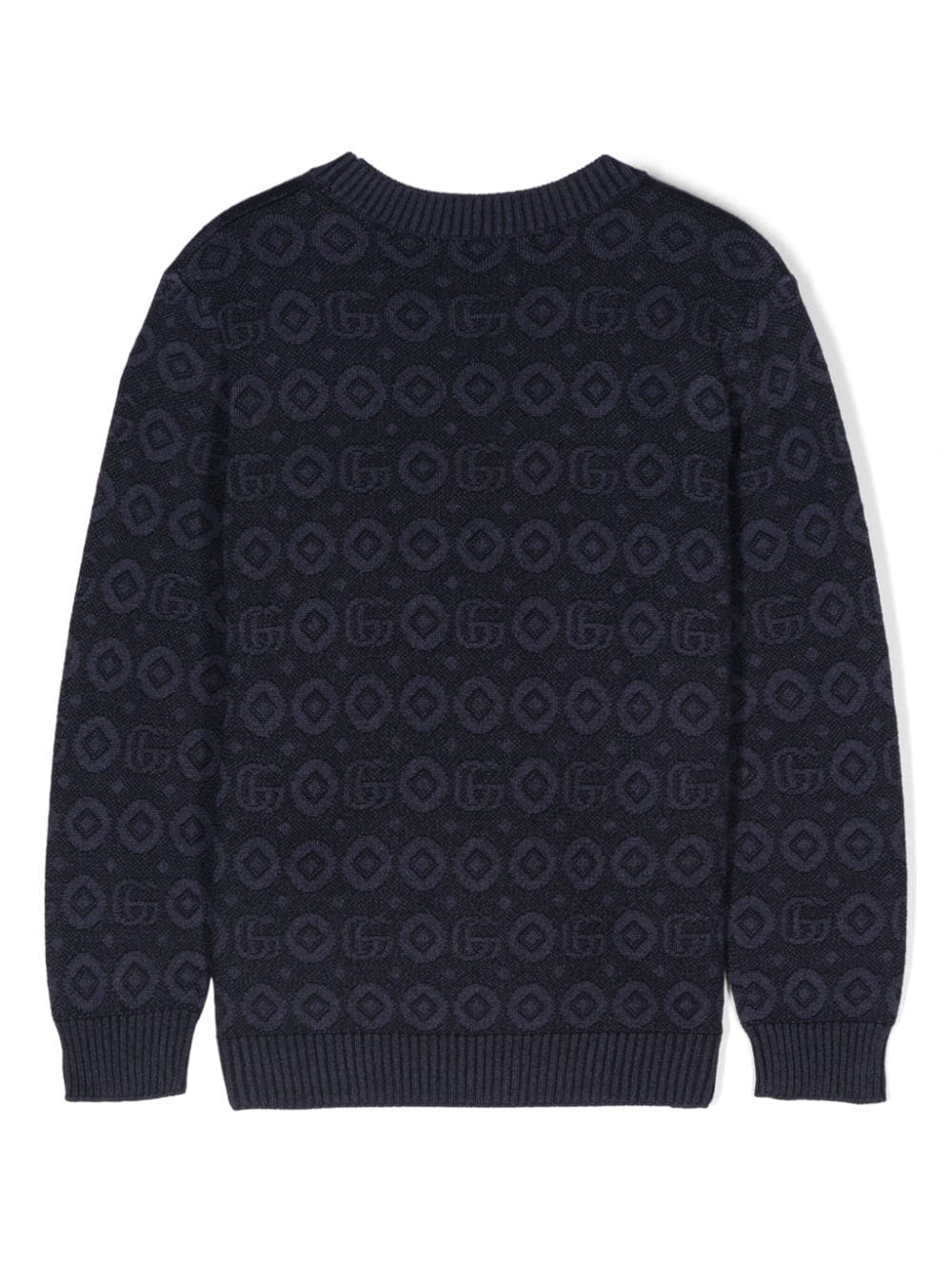 Maglione blu indaco per bambino con motivo GG Jacquard