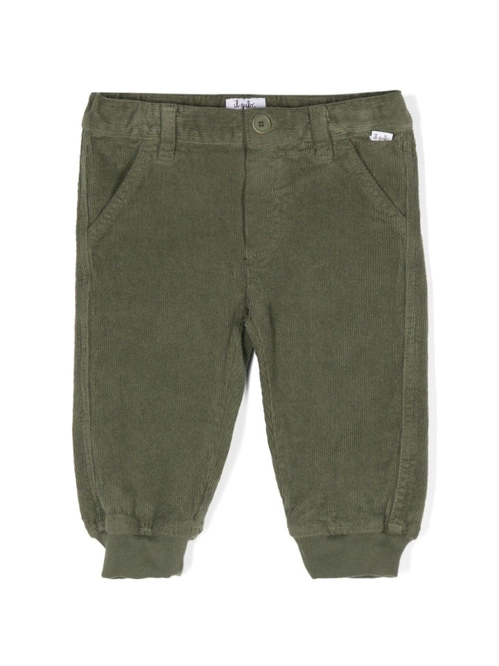 Pantalone per neonato in velluto verde oliva