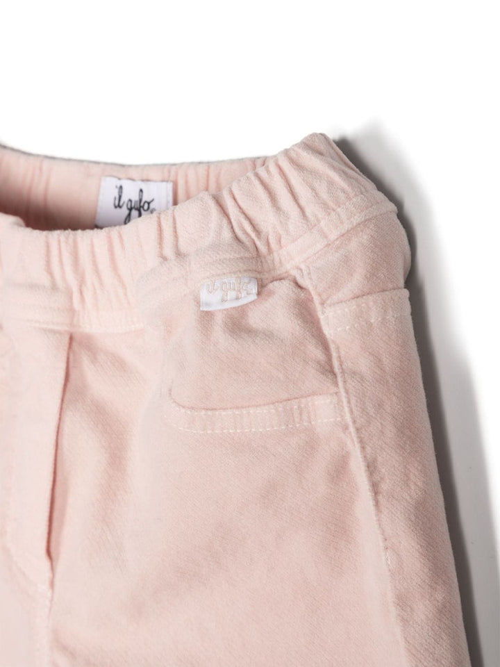 Pink velvet trousers for baby girls