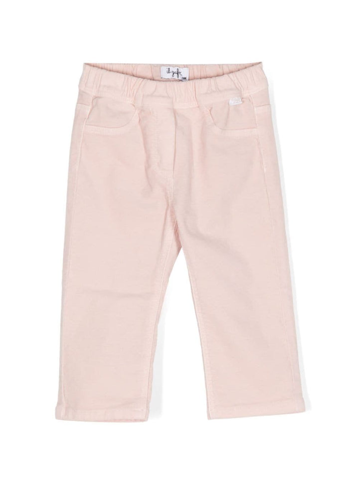 Pink velvet trousers for baby girls