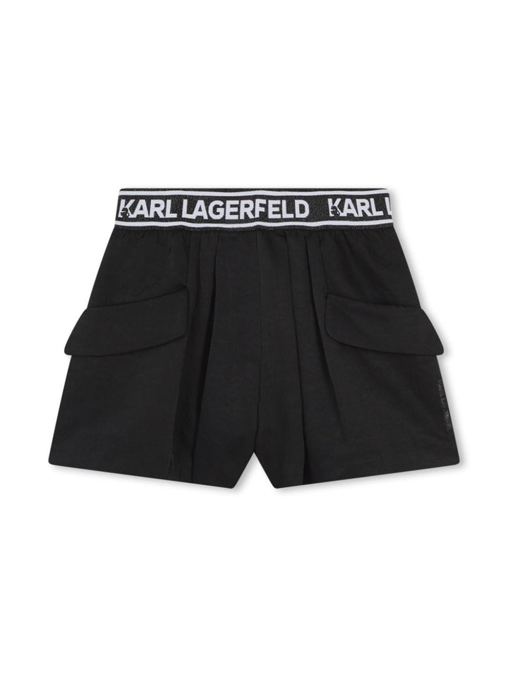 Black Bermuda shorts for girls with logo