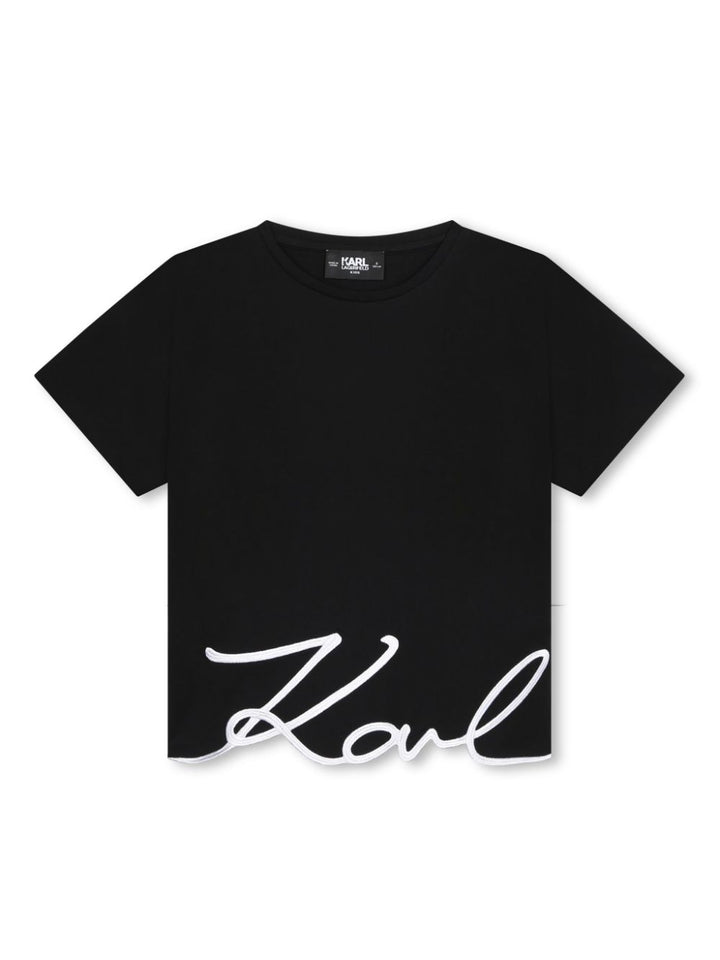 T-shirt nera per bambino con logo