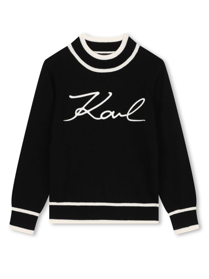 Black sweater for boys with logo