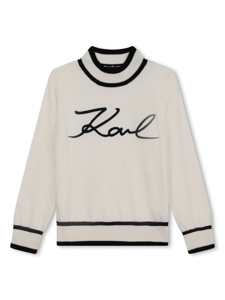 White sweater for boys with logo