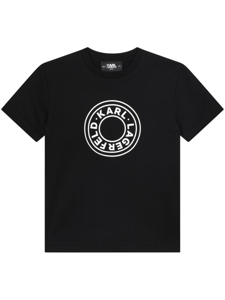 T-shirt nera per bambino con logo<BR/>