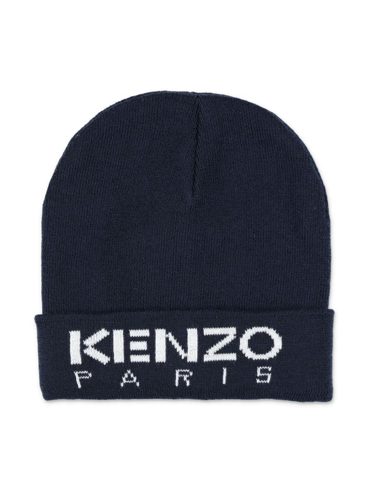 Midnight blue hat for children with logo