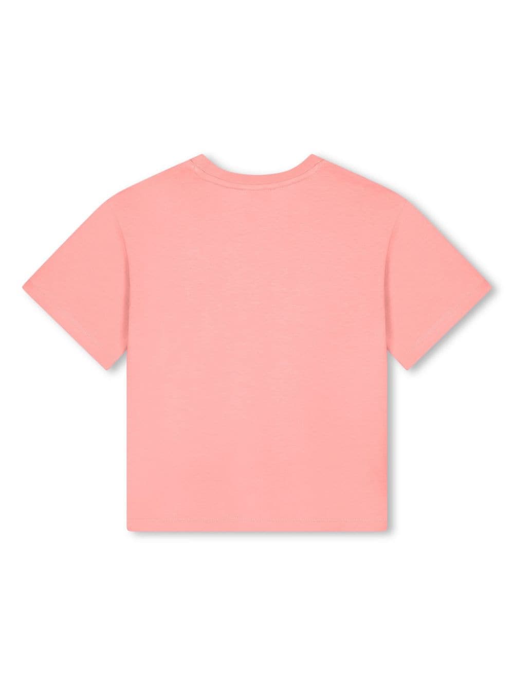 T-shirt rosa corallo per bambina con logo