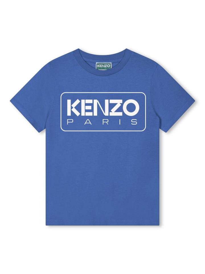 T-shirt blu per bambino con logo