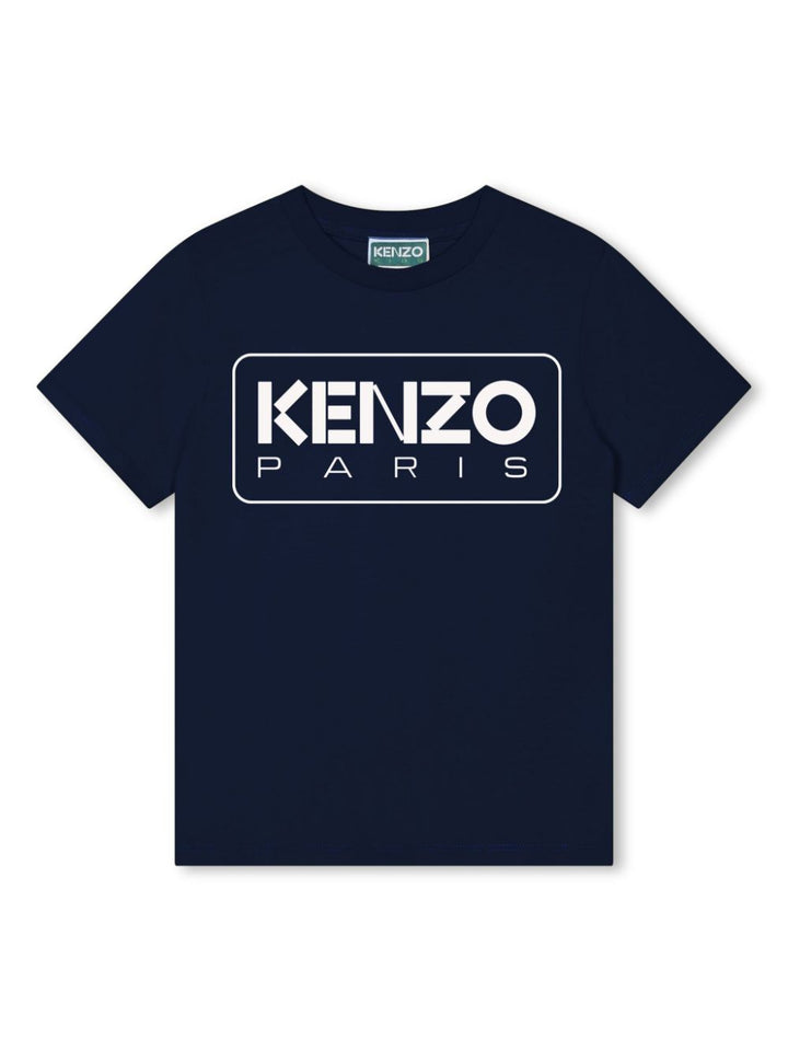 T-shirt blu navy per bambino con logo