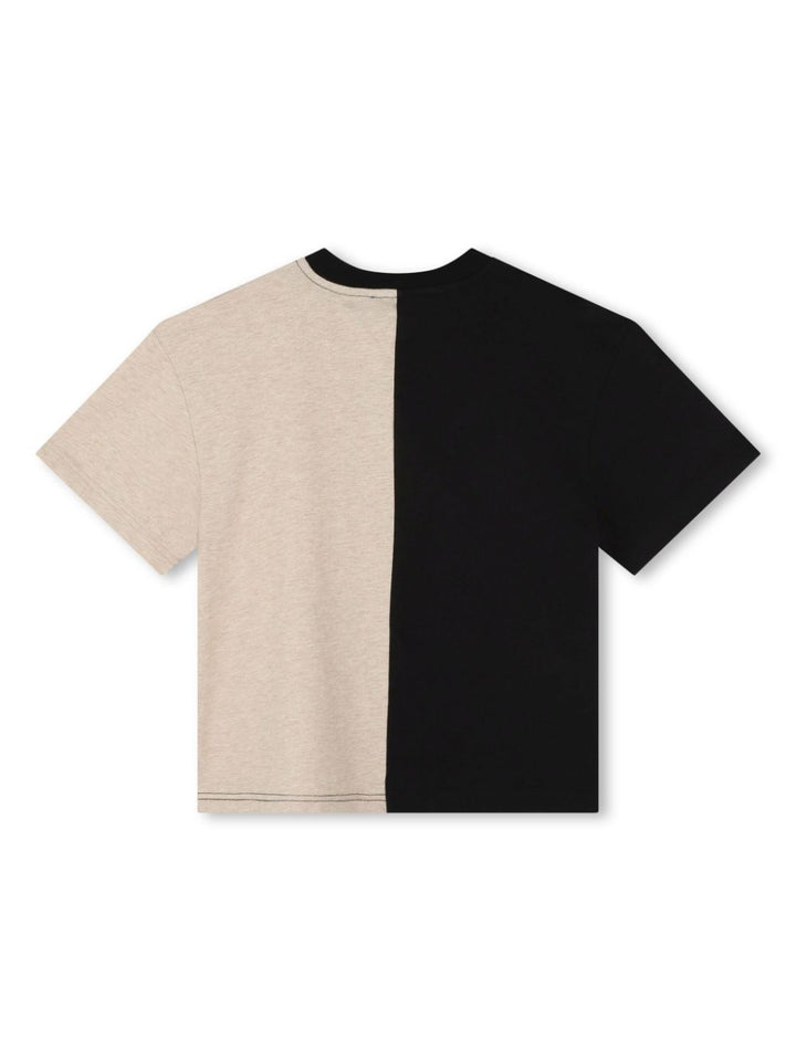 Beige/black T-shirt for kids with logo