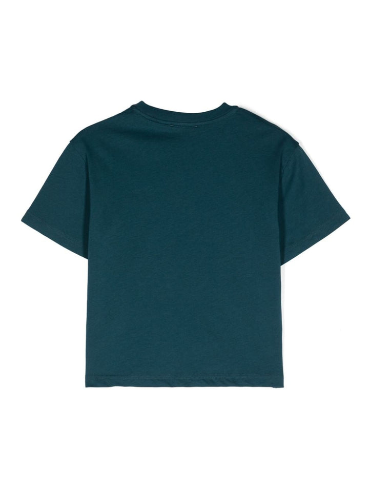 T-shirt blu verde acqua per bambino con logo