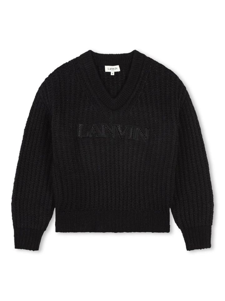 Maglione nera per bambino con logo