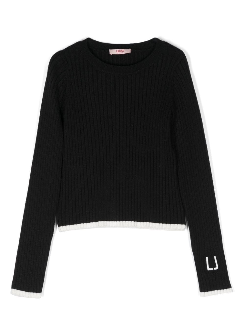 Maglia nera per bambina con logo GF4138MA12P 22222 Liu Jo 