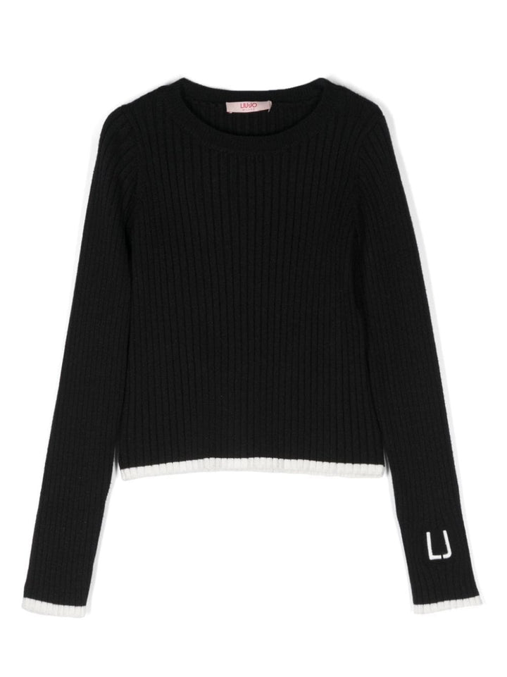 Maglia nera per bambina con logo GF4138MA12P 22222 Liu Jo 