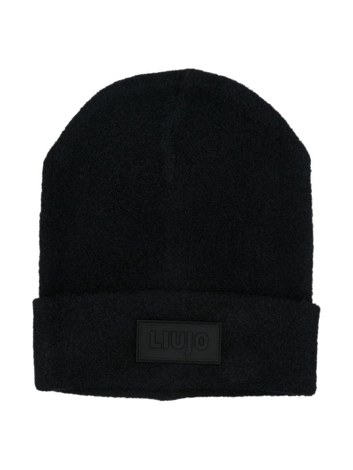 Cappello nero per bambina con logo