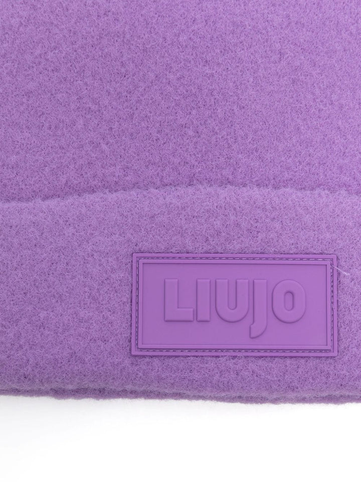 Cappello viola per bambina con logo