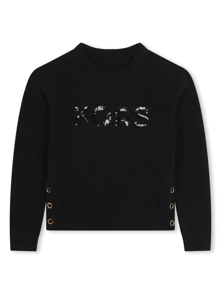 Black sweater for girls with logo