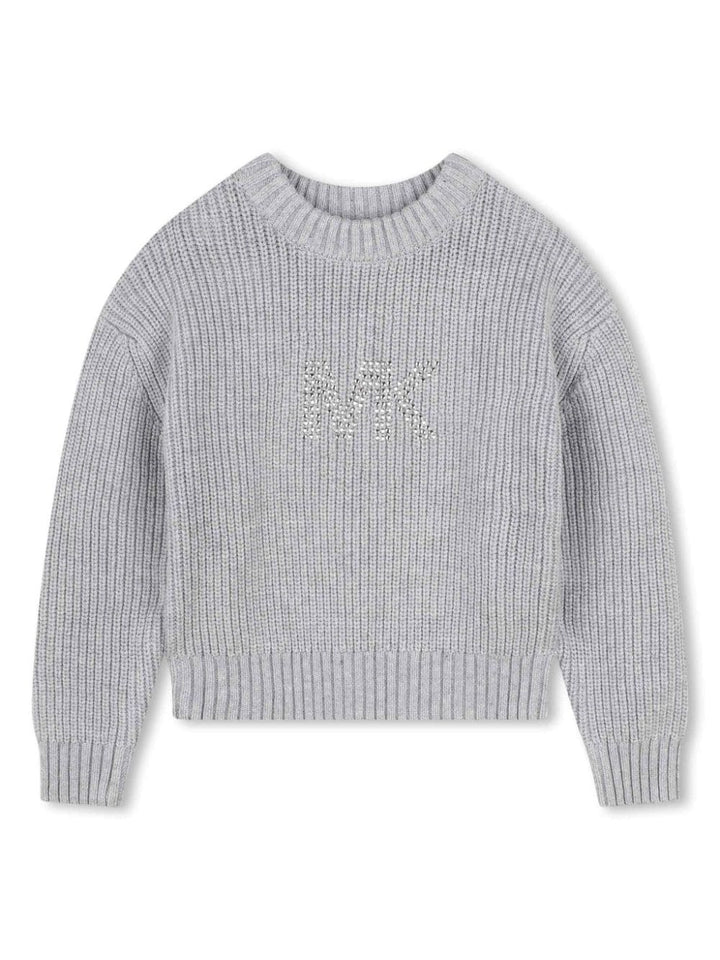 Maglione grigio per bambina con logo