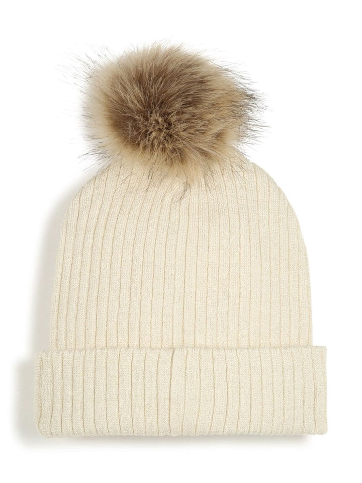 Cappello beige per bambina con logo