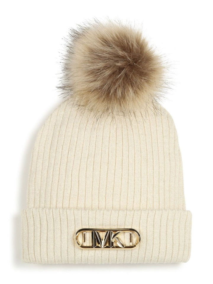 Beige hat for girls with logo