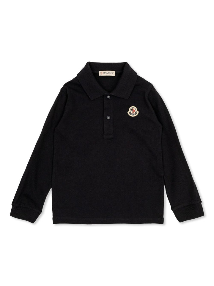 Polo per neonato in cotone blu notte 9518B0000189AL2 778 Moncler Kids 