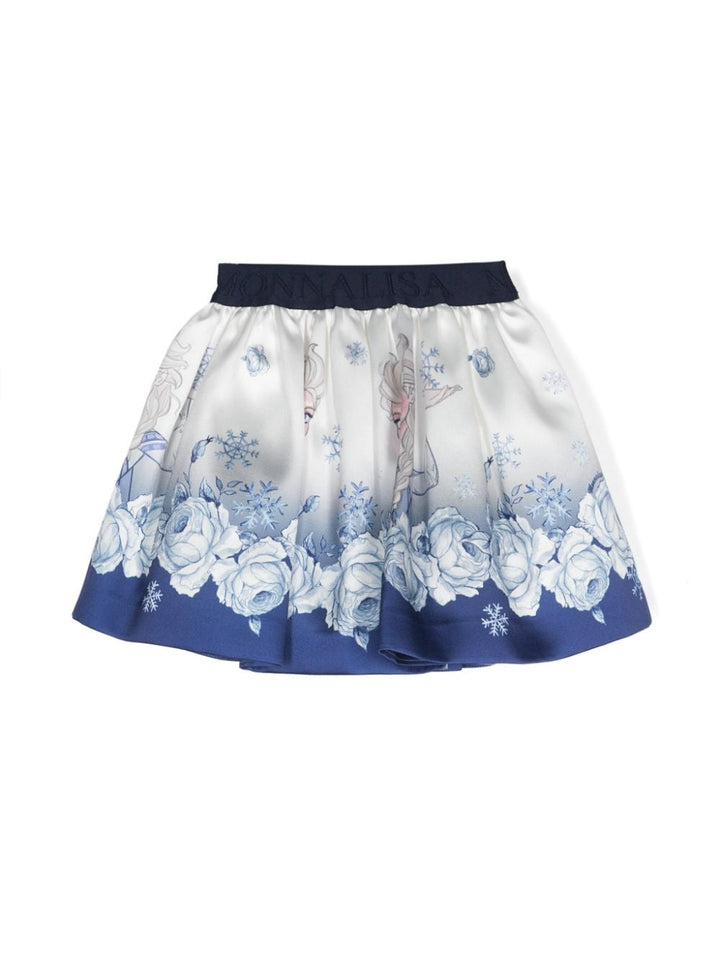 BLUE AND WHITE SKIRT FOR GIRLS WITH FLOWERS