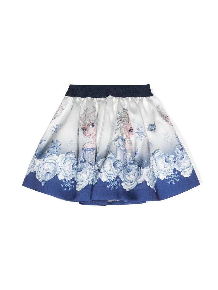 BLUE AND WHITE SKIRT FOR GIRLS WITH FLOWERS