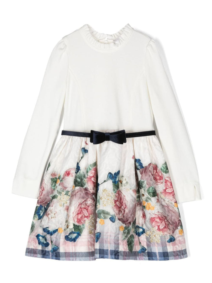 WHITE DRESS FOR GIRLS WITH FLORAL PRINT