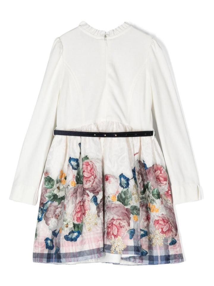 WHITE DRESS FOR GIRLS WITH FLORAL PRINT