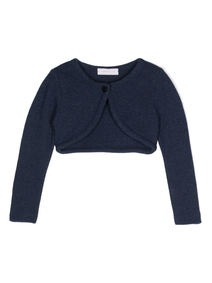 Cardigan for girls in blue wool blend