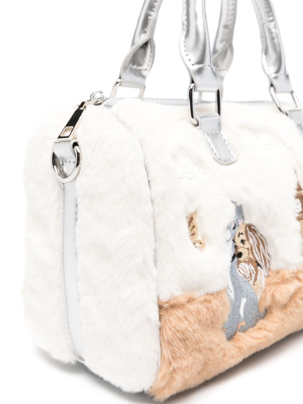 Cream and brown fur bag for girls