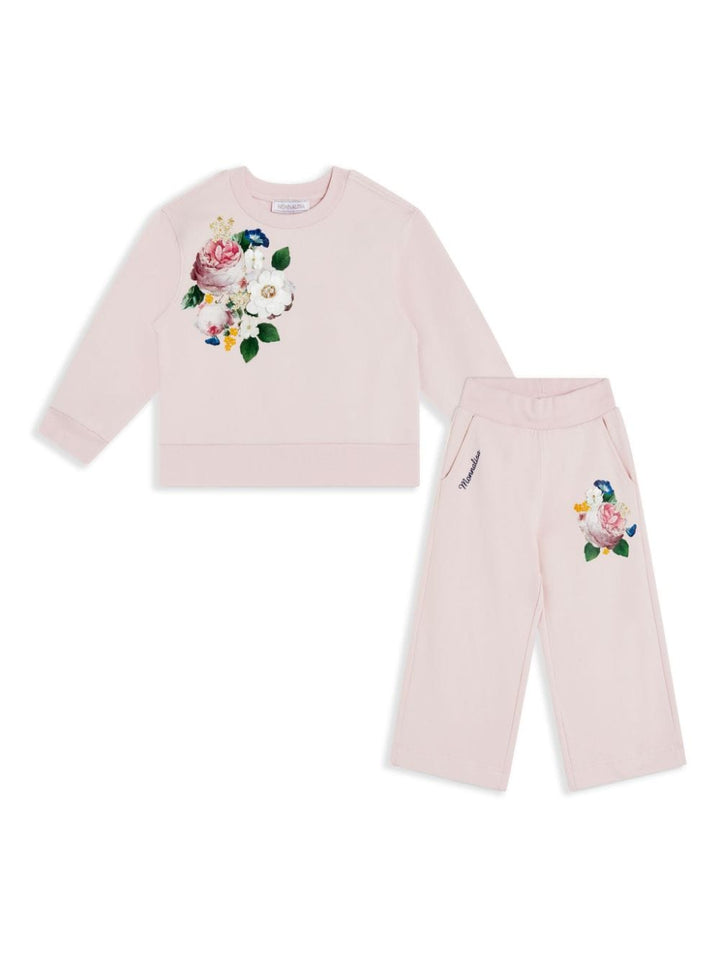 COMPLETO PER BAMBINA IN MISTO COTONE ROSA CHIARO